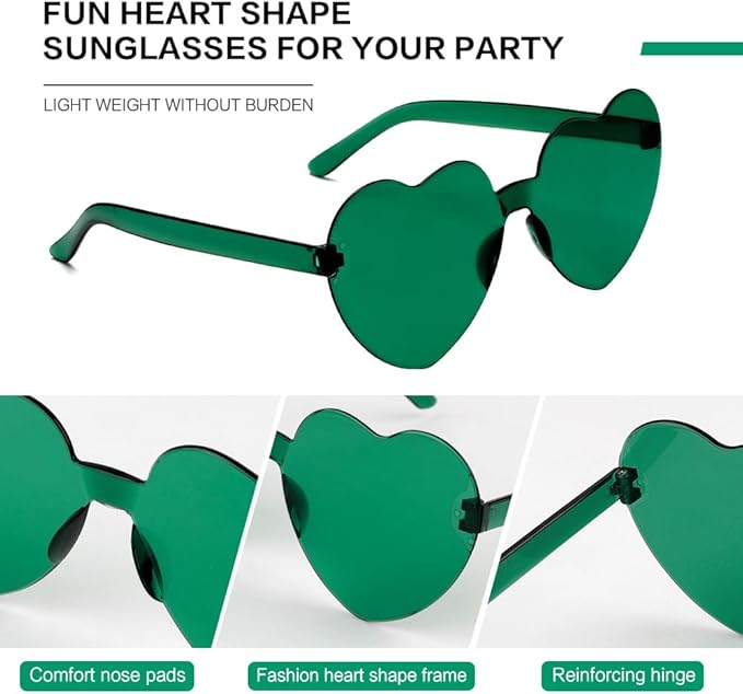 Heart Sunglasses 2 Pairs Heart Shaped Sunglasses Womens Heart Glasses Rave Sunglasses for Women Party Favors