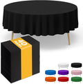 Black Plastic Table Cloth Round Table 4 Pack, 84'' Tablecloth for Graduation Decorations Class of 2025, Table Cloth for Disposable Use, Table Cover for Holiday Party, Gathering
