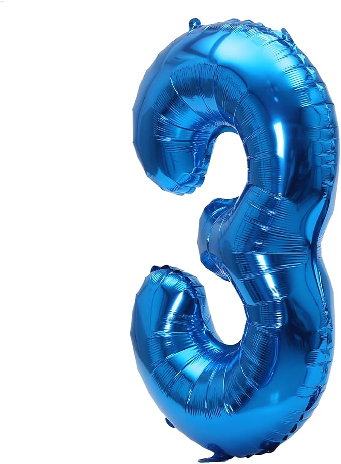 YPSelected 32 Inch Large Foil Helium Number Balloon Birthday Wedding Party 0-9 (Blue, 3)