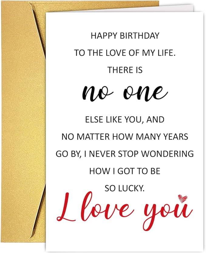 Romantic Birthday Card for Husband Wife Boyfriend Girlfriend Partner, Cute Birthday Love You Cards, Happy Birthday To The Love Of My Life