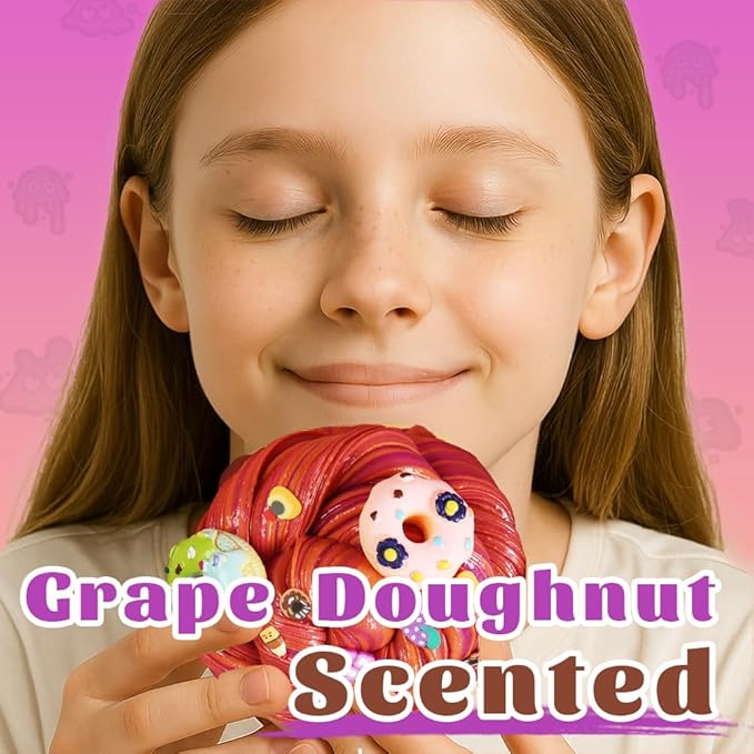 WATERELF 2PC Scented Putty Multi-Color, Stress Relief Scented Putty for Kids Boys Girls Adults, Non-Sticky Fidget Toy - 1.6 Oz*2 - SP003#-Grape/Doughnut