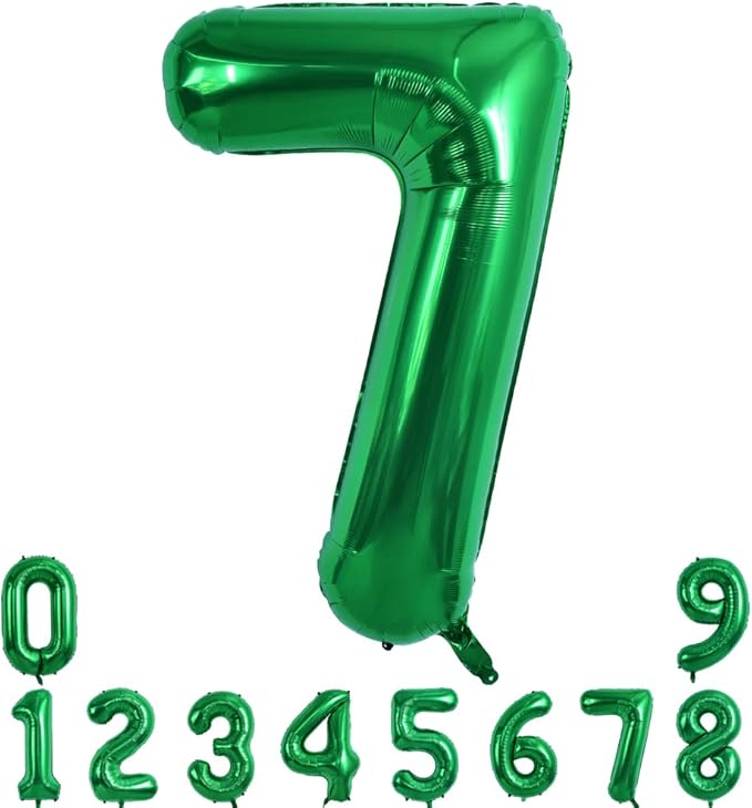 TONIFUL 40 Inch Dark Green Large Numbers Balloon 0-9 Birthday Party Decorations,Foil Mylar Big Number 7 Balloon Digital 7 for Birthday Party,Wedding, Bridal Shower Engagement Photo Shoot, Anniversary