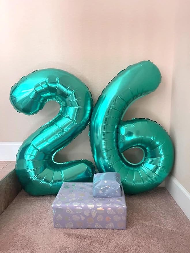 2 Numbers Balloon 40 Inch Blue-green Two Balloon Number Birthday Decor, 2nd 12 21st Party Celebration Decorations Graduations Wedding Baby Shower