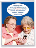 NobleWorks - 1 Big Humorous Happy Birthday Appreciation Card 8.5 x 11 Inch with Envelope, Jumbo Greeting a Funny Cell Phone Congratulations for Grandma and Old Ladies - Incorrect Password J9912