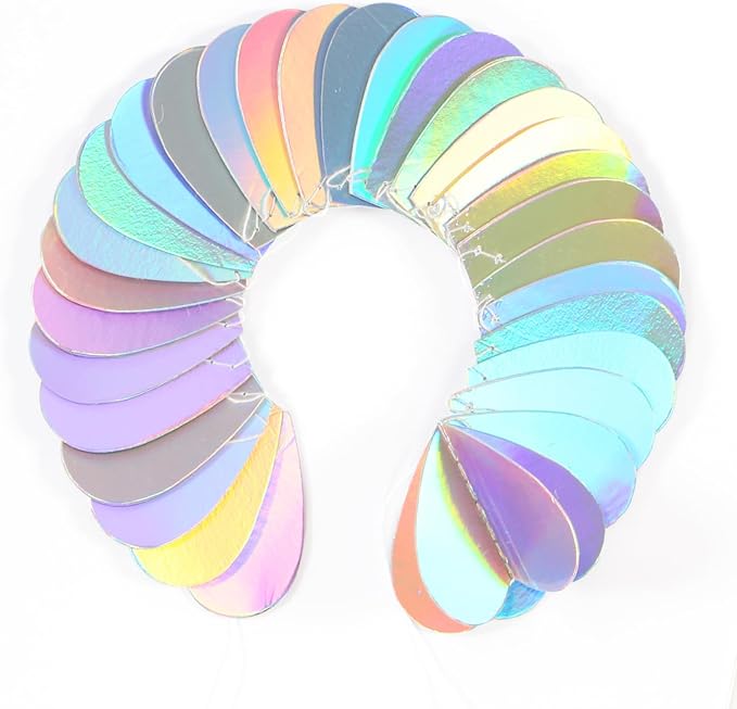 Iridescent Disco-Holographic Party-Decorations Heart-Garland - 39Ft Galentines Valentines Day Wedding Hanging Paper Streamers Banner,Birthday Bachelorette Baby Bridal Shower Engagement Decor Ouruola