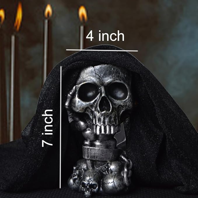 Skull Planter, Gothic Planters for Halloween Decorations Indoor/Outdoor Plants, Goth Flower Pots, Plant Pots, Skull Flower Pot, Plant Pot, Unique Vase with Drainage(Tall Black)