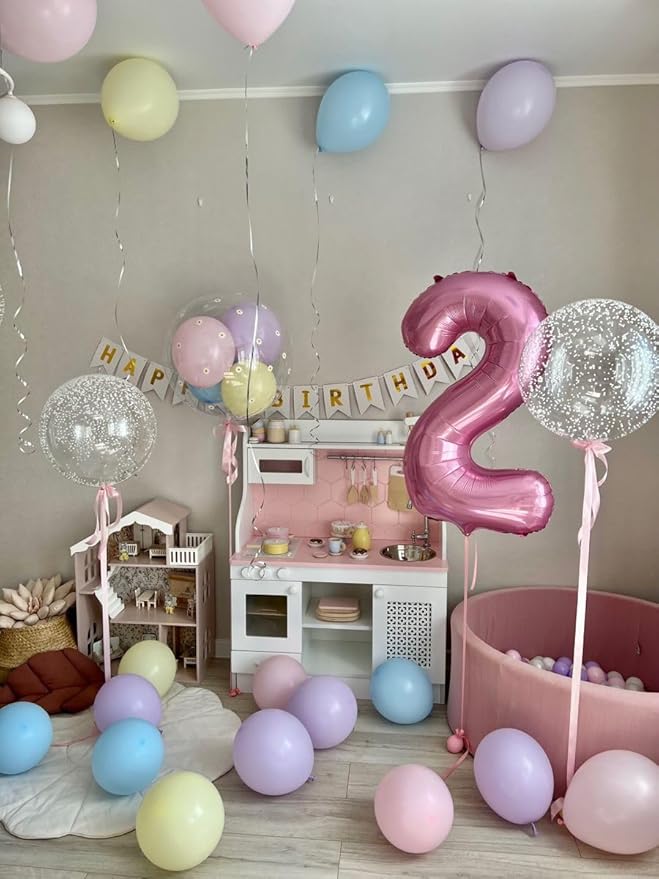 12 Number Balloons, 40 Inch Pearl Pink Balloons for Woman Man 12th Birthday Decoration, Foil Number 12 Ballon for 12, 21 Anniversary, Bridal Shower, Graduation, Wedding, Valentine's Day, Mother's Day