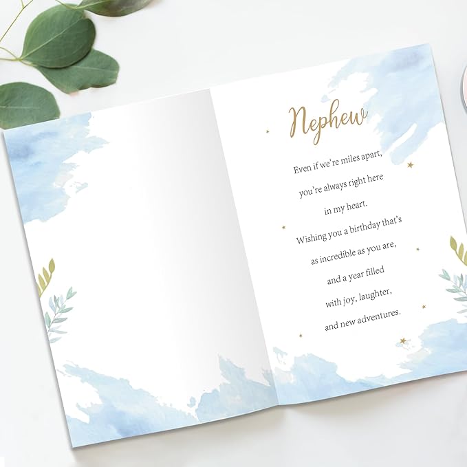 Funny Nephew Birthday Card, Humorous Card Gift for Nephews from Aunt Uncle-8x5.3 Inches, Double-Sided