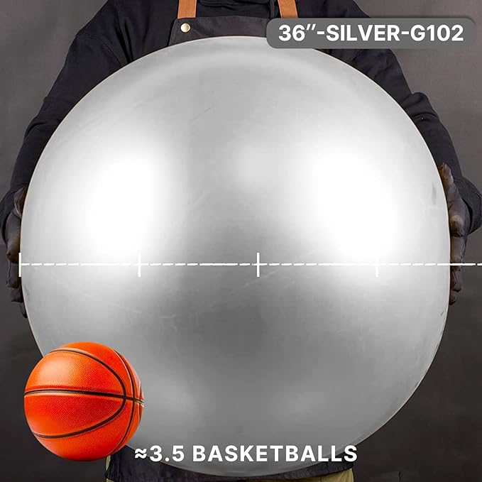 PartyWoo Metallic Silver Balloons 4pcs 36 Inch Large Big Jumbo Giant Silver Chrome Balloons for Graduation Wedding Baby Shower Bachelorette Anniversary Birthday Party Decorations Silver-G102