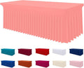 Smiry Spandex Tablecloth, Elastic Fitted Stretch Tablecloth for 8FT Rectangle Tables, Waterproof Washable Table Cover Skirt for Outdoor, Wedding, Banquet & Parties (Coral Red, 96Lx30Wx30H Inch)