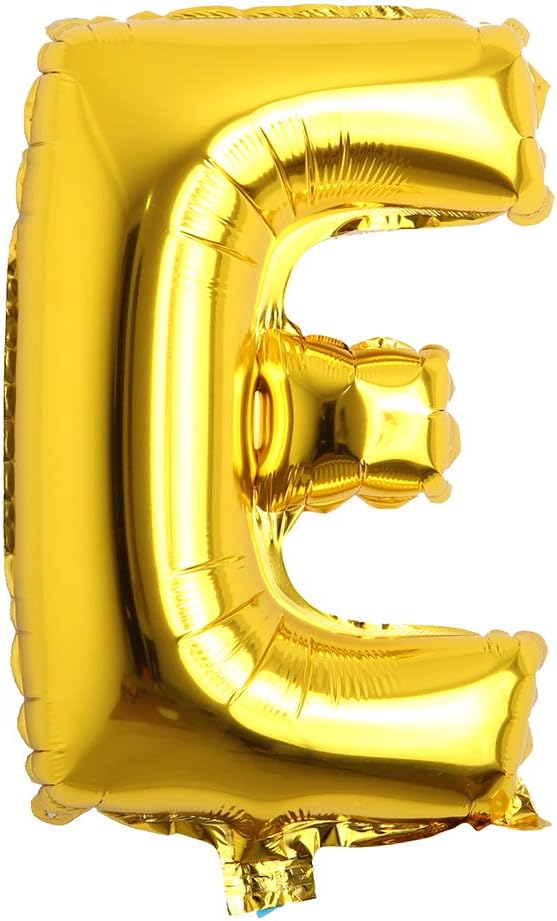 16" Alphabet Letter and Number Balloons Set Package, Aluminum Hanging Foil Film banner Mylar Balloon for Birthday Party Decoration Custom Word (A-Z, 0-9 Gold) (16 inch E Gold)