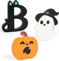 COCHIE BOO Signs Halloween Table Decorations Indoor, Retro Halloween Black Orange Tiered Tray Decor Set of 3, Wooden Happy BOO Day Decoration Sign for Party Home Shelf Display (Cute)