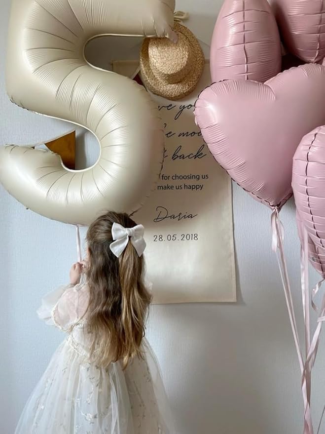 40 Inch Large Numbers Balloon, 4 Cream White Ballon for 4th 14 40 44 Birthday Party, Balloon 4 Number for Graduations Wedding Supplies