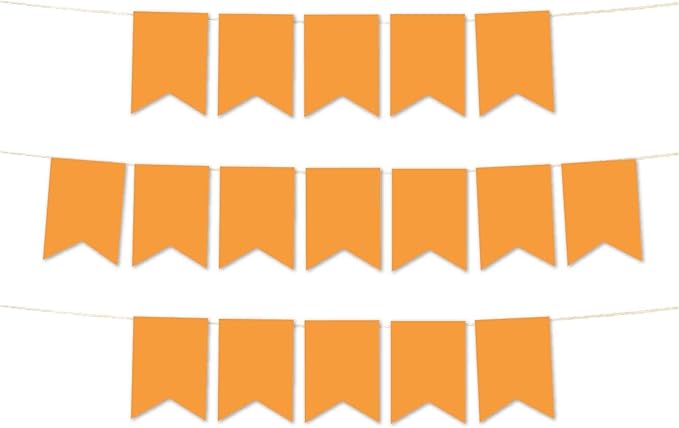 Andaz Press Hanging Pennant Banner with String, Orange, 1-Set, 24 Pennants, Approx. 12-Feet Long