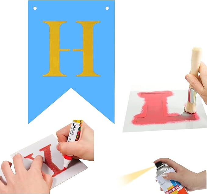 24pcs Blank Rainbow Banner Kit, DIY Text/Phrase Banner, Paper Pennant Banner Set, Customizable Banner for Birthday, Wedding and Bachelor Party, Anniversary Decorations Party Decorations
