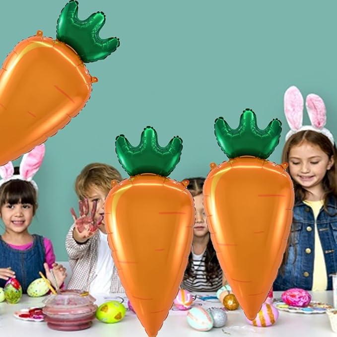 Carrot Balloons Easter Foil Balloons Vegetable Balloon for Carrot Themed Party Decoration Supplies Vegetable Birthday Decoration Decor Ballons Arch Kits Party Balloon Set 3pcs