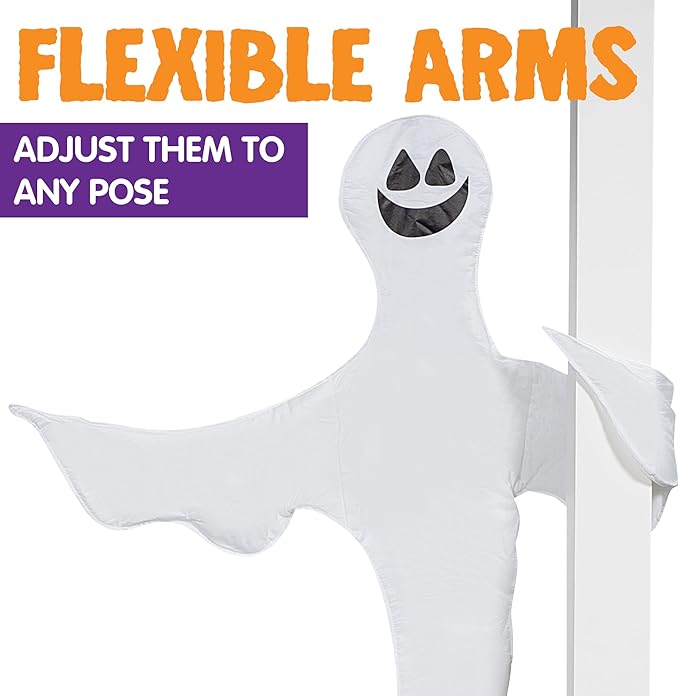 JOYIN 2 Pcs 53” Halloween Decoration Outdoor, Halloween Tree Wrap Ghost Decoration Outdoor, Smiling Hanging Ghost Design for Lawn, Tree, Party Supplies, Haunted House Wrap Decor