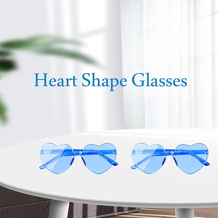 AEAHALY Heart Sunglasses for Women and Men Rimless Heart Shaped Sunglasses Bachelorette Bride Party Accessories