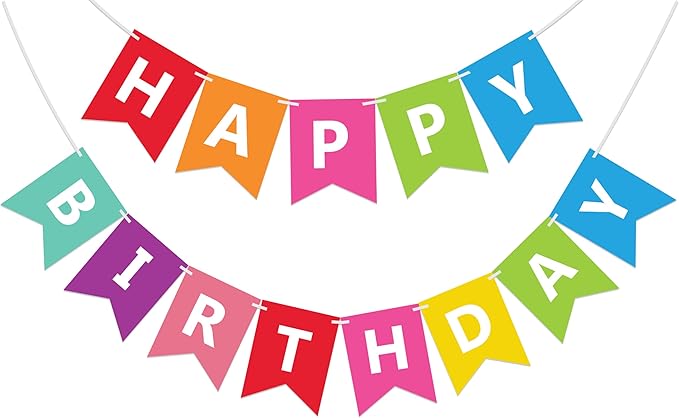 Fecedy Colorful Happy Birthday Banner Bunting for Birthday Party Decorations