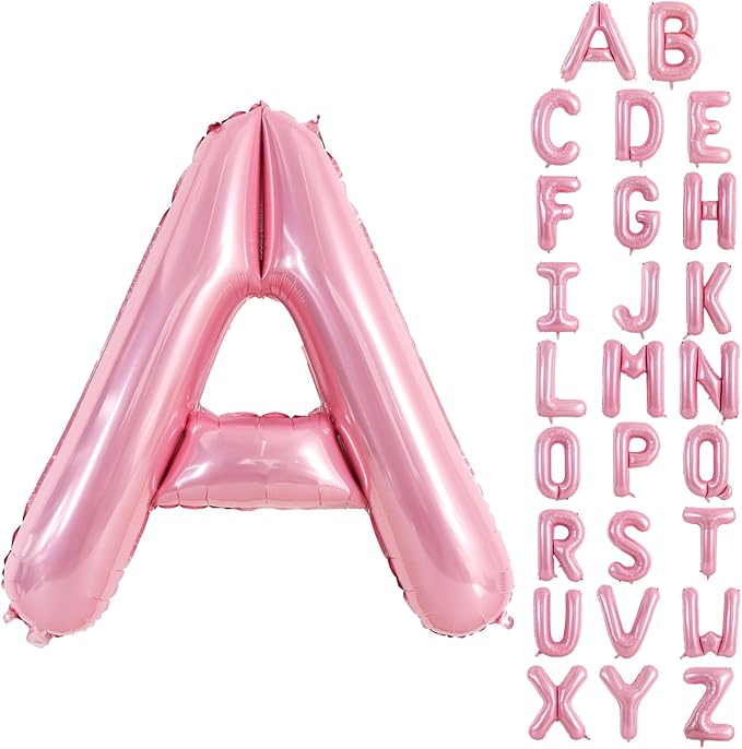 TONIFUL 40 Inch Large Pink Letter A Balloons Giant Foil Mylar Alphabet Balloon for Birthday Party Anniversary Baby Shower Wedding Supplies Decorations