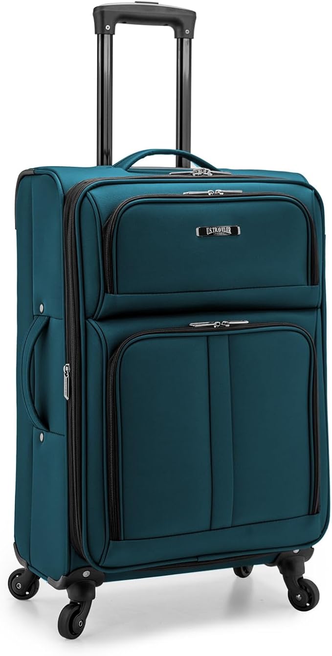 U.S. Traveler Anzio Softside Expandable Luggage with Spinner Wheels, Teal, 26-Inch Medium