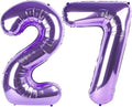 Balloon Number Purple 27, Large Happy 27 Birthday Decoration for Men & Women 2 7 27 72, Foil Number Balloons for Wedding Graduation Celebration Anniversary Supplies