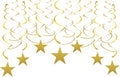 Gold Twinkle Stars Swirls Decorations Shiny Metallic Hanging Stars Garland Wedding Favors Birthday Baby Shower Party Decorations, 30 pcs
