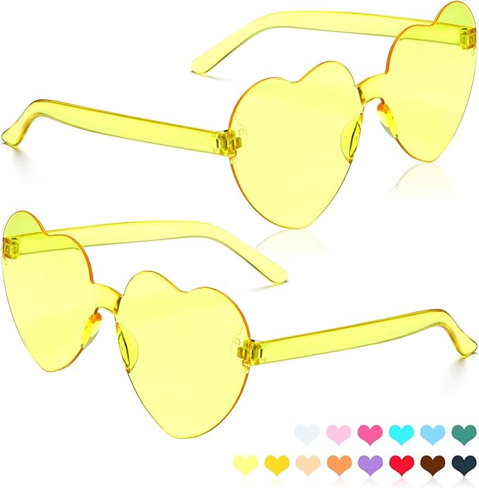 Heart Sunglasses 2 Pairs Heart Shaped Sunglasses Womens Heart Glasses Rave Sunglasses for Women Party Favors