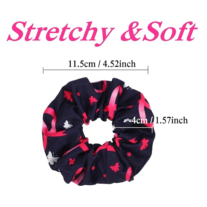 Hair Tie Breast Cancer Hair Scrunchies Pink Ribbon Hair Ties for Women Girls Plaid Butterfly Breast Cancer Awareness Elastic Scrunchy Hair Accessories Gift