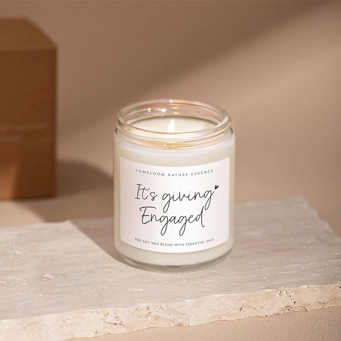Engagement Gifts for Couples, Bride Gifts, 9oz Lavender Scented Soy Wax Candle, Best Engaged Candle for Women, Bride to be, Fiance, Bachelorette, Engagement Party Decorations