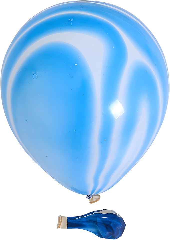 Blue Tie Dye Balloons 30PCS 12 Inch Agate Marble Latex Swirl Balloons For Tie Dye Birthday Party Supplies,Candyland,Bachelorette,Fun Hippie Party Decorations