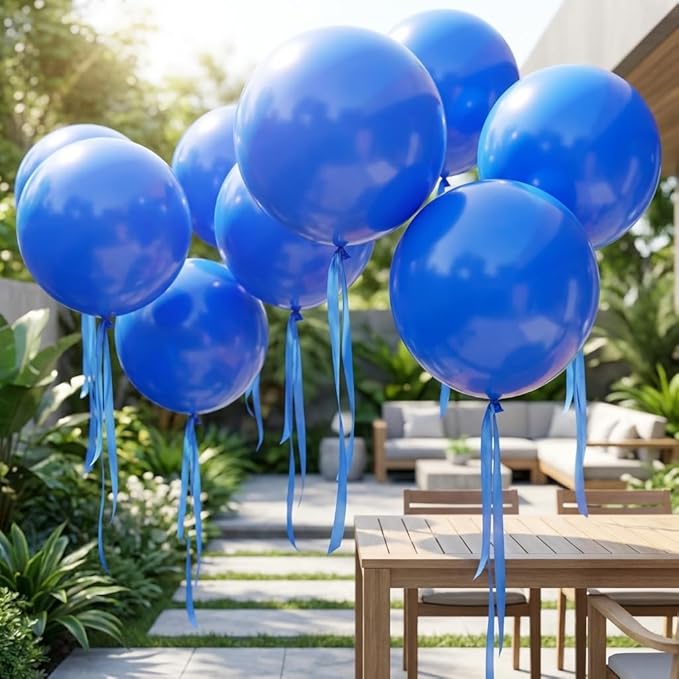 KALOR Dark Blue Giant Balloons 36 Inch Large Latex Balloons, 4 Pack Jumbo Round Helium Balloon for Birthday Bridal Shower Wedding Baby Shower Party Decorations