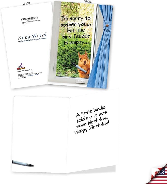 NobleWorks Assorted 3 Pack, Hysterical Animal Women's Birthday Greeting Cards with 5 x 7 Inch Envelopes (3 Designs, 1 Each) Wild Life VC2806BDG-C1x3
