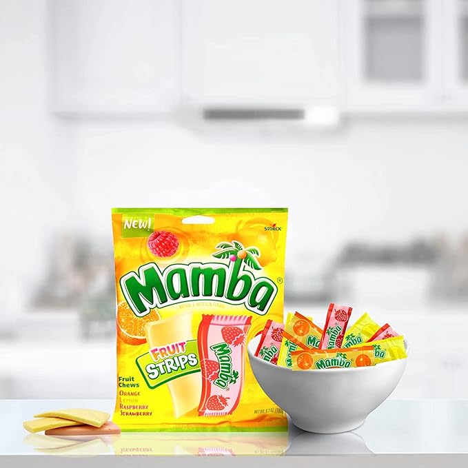 Sweetzo - Mamba Strips and Tropic Chews, Individually Wrapped Fruit Flavored Chewy Candy, Summer 2024 Candies for Goodie Bags and Party Favors, Pack of 2, 7 Ounces