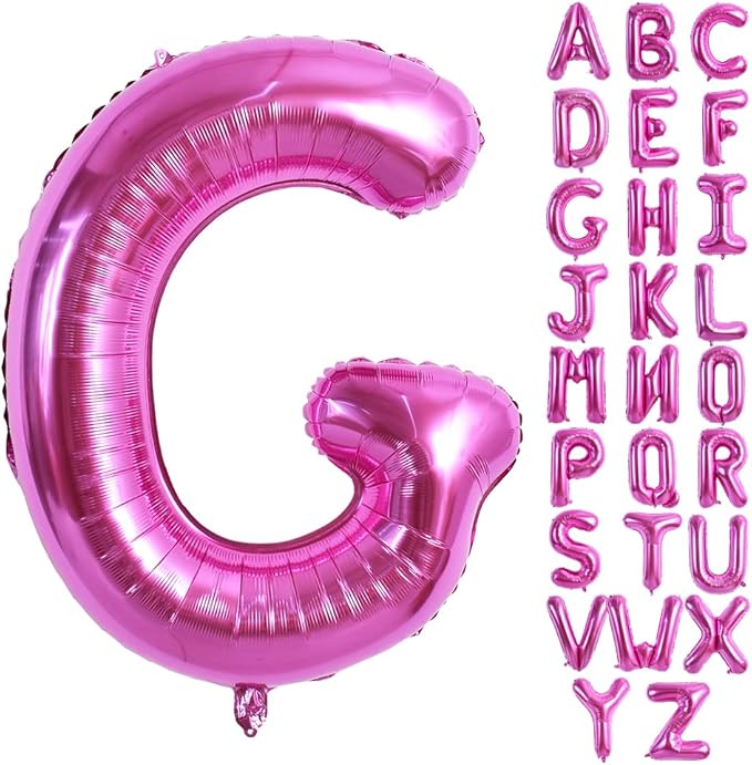 TONIFUL 40 Inch Large Rose Red Letter G Balloons Giant Hot Pink Alphabet Letter Balloons,Foil Mylar Big Balloons for Birthday Party Anniversary Supplies Decorations
