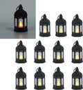 LLQ 12Pcs Mini Lanterns with Flicker LED Candle, Lanterns Decorative Indoor, Lantern Centerpieces for Tables, Vintage Decorative Lantern for Party Ramadan Halloween Christmas Wedding Decorations