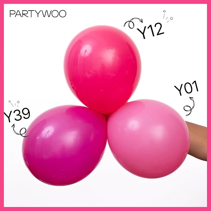 PartyWoo Hot Pink Balloons 101pcs 12 Inch Magenta Fuchsia Balloons for Baby Shower Gender Reveal Engagement Bachelorette Wedding Bridal Shower Anniversary Birthday Party Decorations Pink-Y12