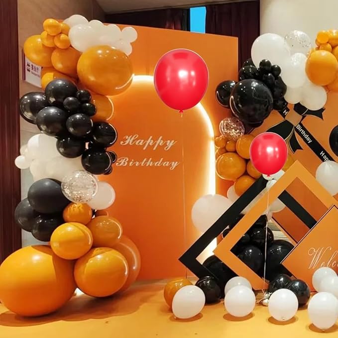 Red Yellow Black Balloons Arch Kit, 156Pcs Matte Latex Balloon Different Sizes 18 12 10 5 Inch for Birthday Baby Bridal Shower Wedding Party Backdrop Decorations