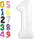 One Balloons for 1st Birthday, 40 Inch White Balloons for Birthday Party Decoration, Big Number Ballon for 1, 10, 11, 12, 13, 14, 100 Celebration, Boy and Girl, Baby Shower, Anniversary Decor