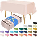 8-Count Blush Pink Disposable Plastic Tablecloths Rectangle 54x108 Inch - Extra Long Waterproof Banquet Table Covers for Parties & Catering