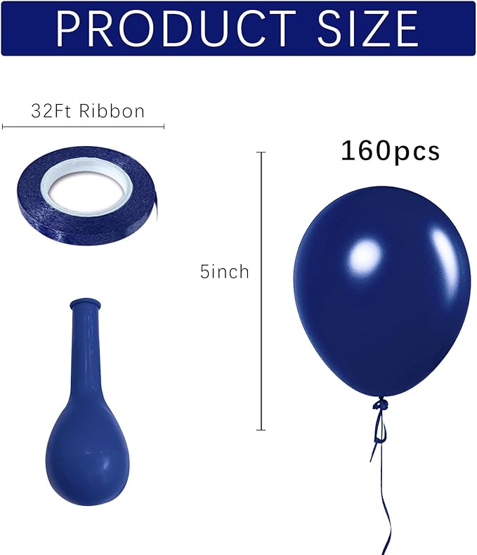 Navy Blue Balloons Latex Party Dark Blue 160 Pack 5 inch Round Navy Balloons for Wedding Graduation Birthday Party Backdrop Decorations