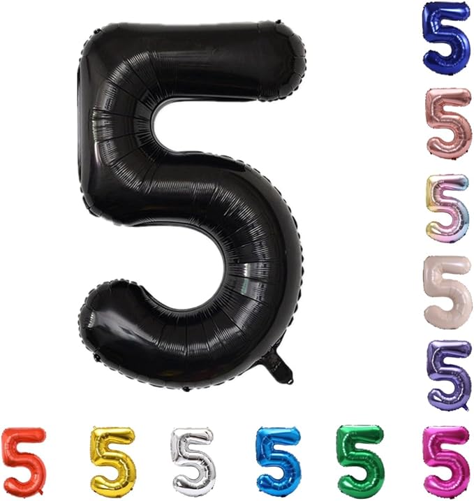 YPSelected 32 Inch Large Foil Helium Number Balloon Birthday Wedding Party 0-9 (Black, 5)