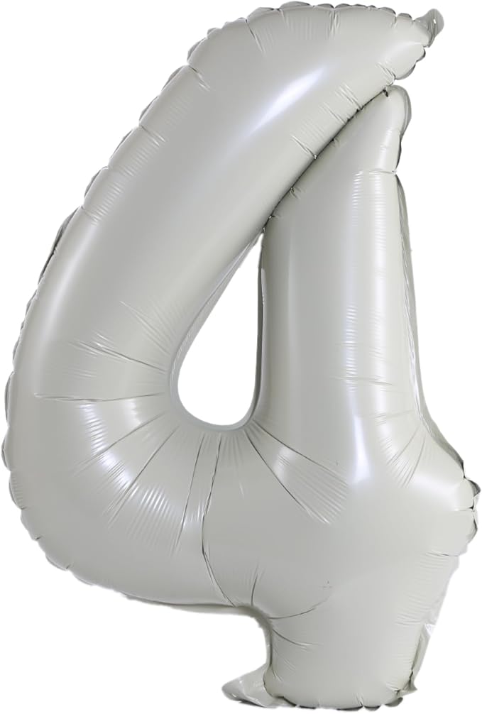 YPSelected 32 Inch Large Foil Helium Number Balloon Birthday Wedding Party 0-9 (Ivory, 4)
