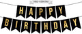 Pre-strung Happy Birthday Banner - No DIY - Black Birthday Party Banner with Gold Letters - Pre-strung on 8 ft Strands - Black Bday Party Decorations & Decor for Men & Women. Did We Mention No DIY