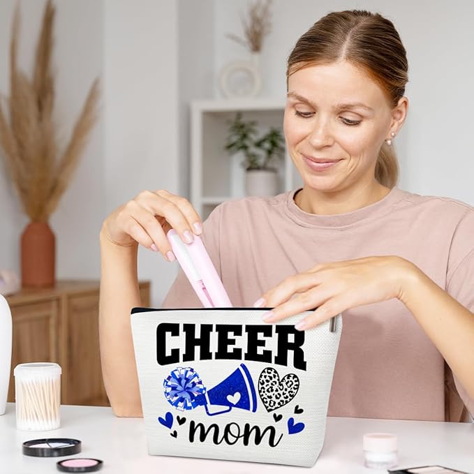 Cheer Mom Gifts Makeup Bag, Cheerleading Coach Appreciation, Thank You, Mother's Day, Birthday Gifts For Coach, Sister, Friends, Cosmetic Bag Pouch