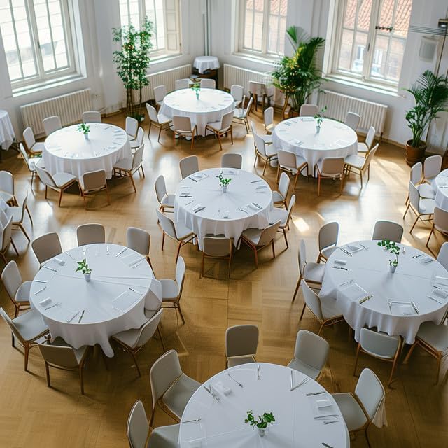 White Plastic Table Cloth - 4 Pack 84" Round Disposable Tablecloths for Round Tables, Table Cover for Holiday Parties & Gatherings