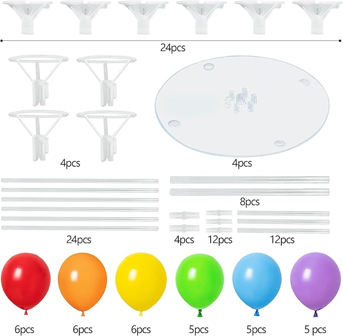 4 Balloon Stand Kit For Table With Base Centerpieces Rainbow Balloons Holder Birthday Party Decorations