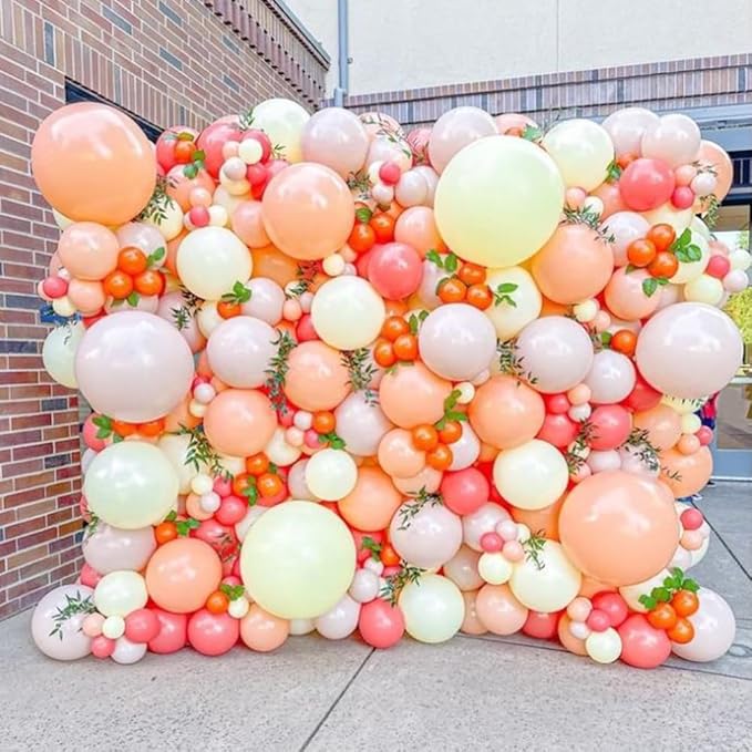 160Pcs Pink Yellow Orange Balloon Garland Arch Kit, Macaron Pastel Pink and Yellow Latex Balloons for Baby In Bloom Birthday Boho Daisy Groovy Spring Party Decorations