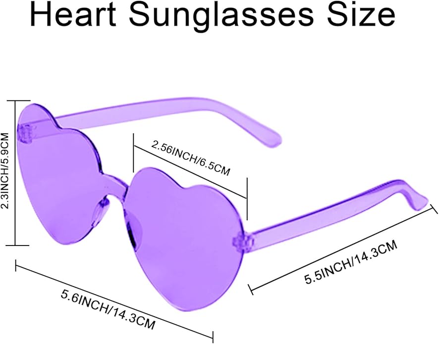 AEAHALY Heart Sunglasses for Women and Men Rimless Heart Shaped Sunglasses Bachelorette Bride Party Accessories