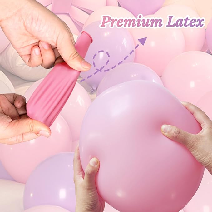 Pink and Purple Balloons 100 Pack 12 inch Light Pink Purple Latex Balloons for Girls Womens Butterfly Baby Shower Decorations Birthday Wedding, Engagements, Anniversary Party Decoration